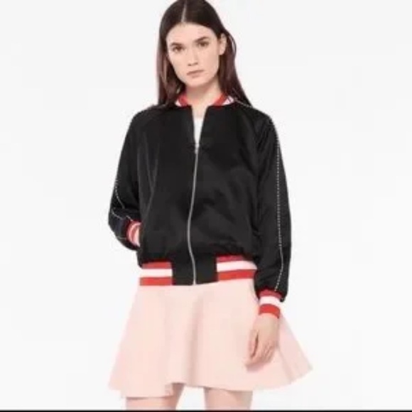 Sandro Paris Black Embroidered ‘Love Karma’ Bomber Jacket not - Picture 5 of 15